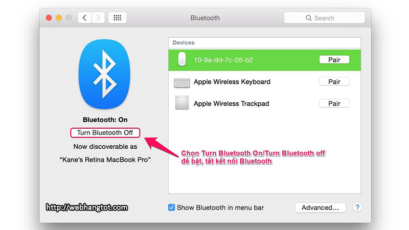 Bật kết nối bluetooth trên MAC