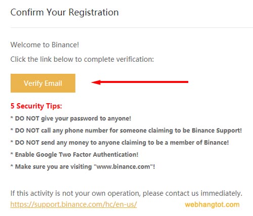 Kích hoạt đăng ký tài khoản trên sàn Binance