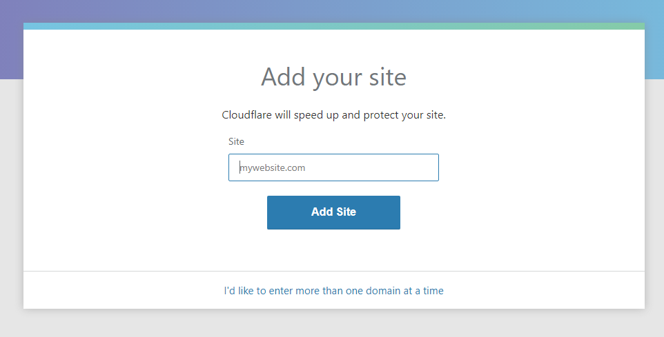 Add site to CloudFlare